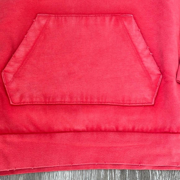 Mossimo Distressed Red Hooded Sweatshirt - Picture 4 of 8
